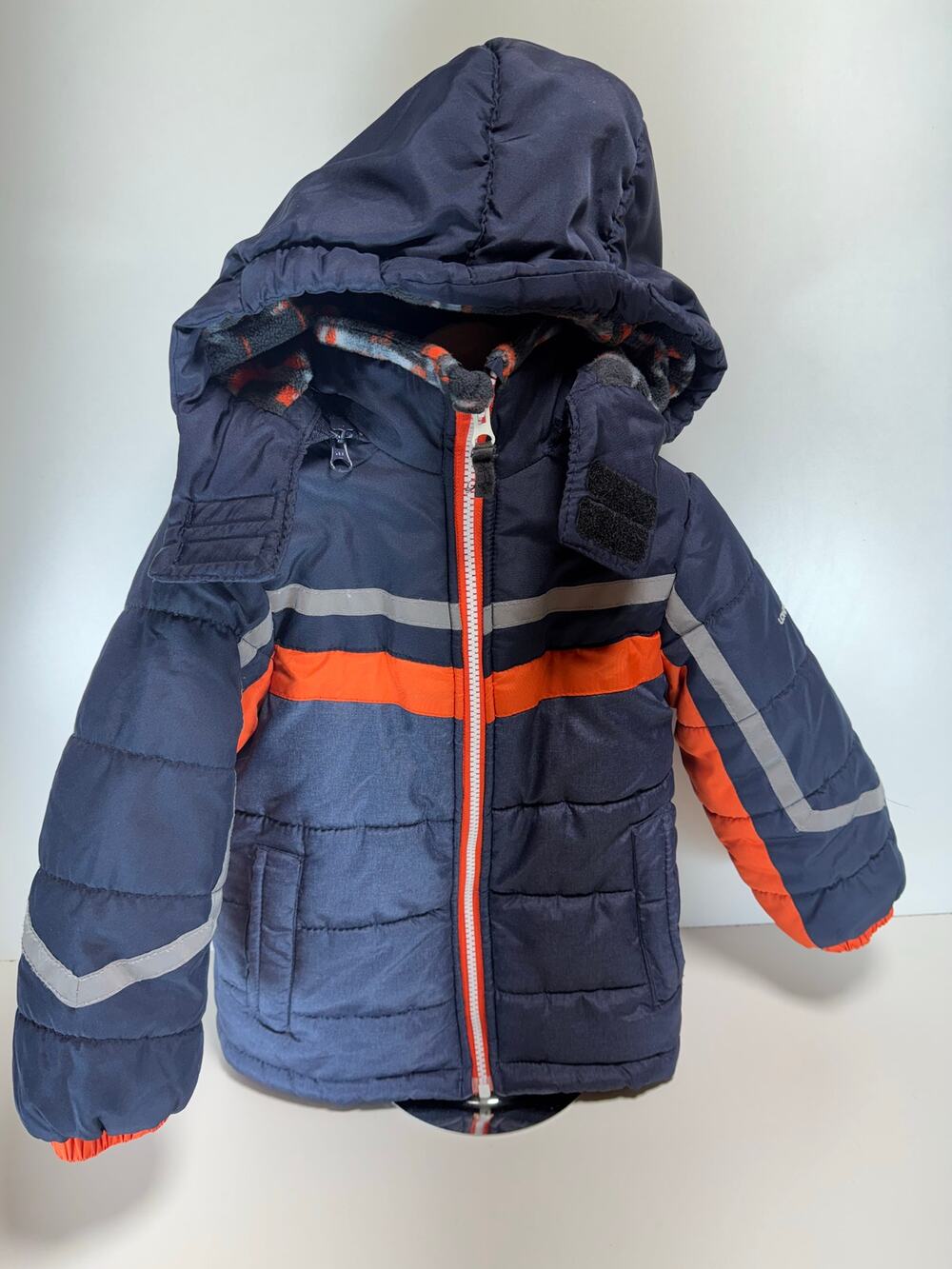 London Fog Kids Jacket Sz M 5-6 Full Zip Blue Orange Gray Outerwear Winter